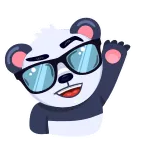 👋 Panda, Desenho animado, Animal, Óculos, Onda, Amigável telegram sticker