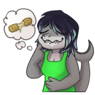 🍖 Anime, Hiu, Perempuan, Makanan, Mimpi, Berpikir whatsapp sticker