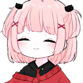 🐙 Anime, Kartun, Lucu, Gadis, Merah muda, Potret telegram sticker