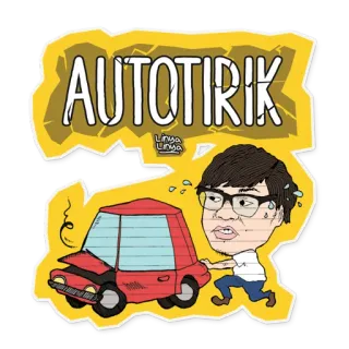 🚗 AUTOTIRIK auto, mann, schieben, autorikscha whatsapp sticker