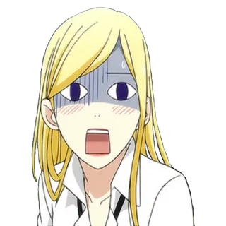 😧 anime, sticker, shocked, blonde hair telegram sticker