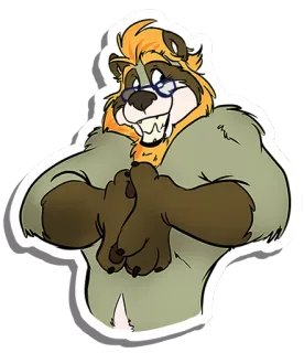 😁 furry, anthropomorphic, cartoon, character, sticker, glasses, smile telegram sticker