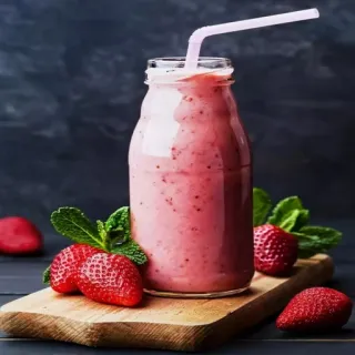 🍓 Erdbeer-Smoothie, Smoothie, Erdbeere, Getränk, Gesund, Essen telegram sticker