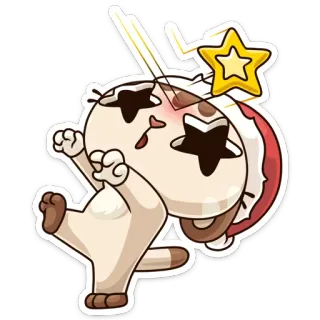 🤕 gato, estrela, desenho animado, fofo, animal, adesivo telegram sticker