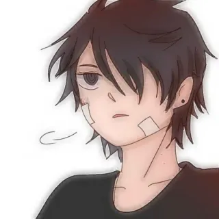 🐾 Anime, Cartoon, Personage, Verdrietig, Gewond, Verband whatsapp sticker