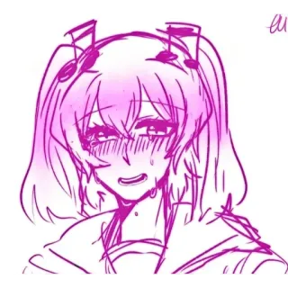 💜 Anime, Musique, Fille, Pleurs, Rose, Croquis telegram sticker
