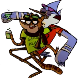 😏 Rigby Regular Show GAMING REHAB kreskówka, gaming, Regular Show, Rigby, Mordecai telegram sticker