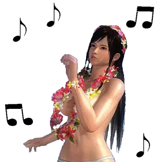 🎵 phụ nữ, hoa, vòng hoa lei, bikini telegram sticker