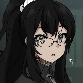🖤 аниме, девушка, очки, тату, рисунок, портрет, мультфильм telegram sticker
