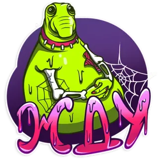 😔 XCYLY monster, cartoon, spiderweb, Halloween, creature whatsapp sticker