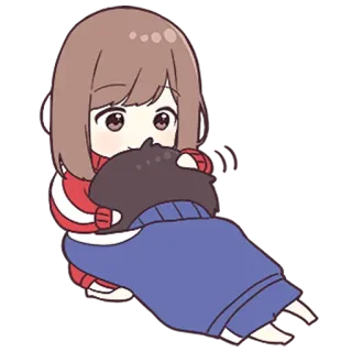 💙 アニメガール, かわいい, ちび, 漫画, 友情, ハグ, アニメ telegram sticker