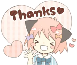 ☺️ Thanks obrigado, kawaii, fofo, coração, anime telegram sticker