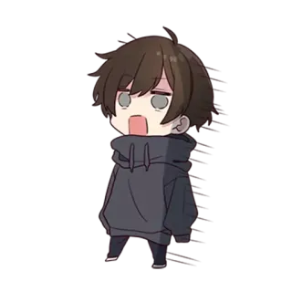 😑 Chibi, Anime, Ragazzo, Felpa con cappuccio, Cartone animato telegram sticker
