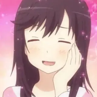 🌈 Anime, Mädchen, Glitzer, Süß, Fröhlich, Lächelnd whatsapp sticker