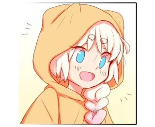 😃 Аниме, Мультфильм, Толстовка, Милый, Девушка, Улыбается telegram sticker