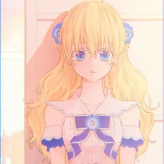 🌨️ animé, fille, blonde, yeux bleus, illustration, dessin animé whatsapp sticker
