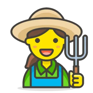 👩‍🌾 agricoltore, agricoltura, giardinaggio, forcone, cappello, cartone animato telegram sticker