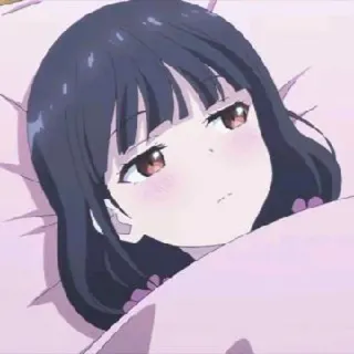 🍬 アニメ, 女の子, 漫画, 眠い, ベッド telegram sticker
