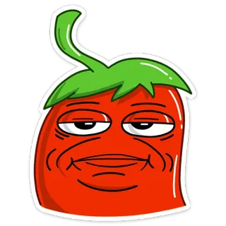 😐 papryczka chili, kreskówka, jedzenie, warzywo, śmieszne, głupie, czerwony telegram sticker