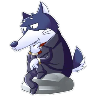 🤔 lobo, desenho animado, animal, personagem, terno telegram sticker