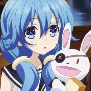 💙 anime, girl, blue hair, cute, rabbit, cartoon telegram sticker