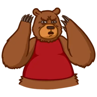 😐 urso, desenho animado, animal, confuso, emoções telegram sticker