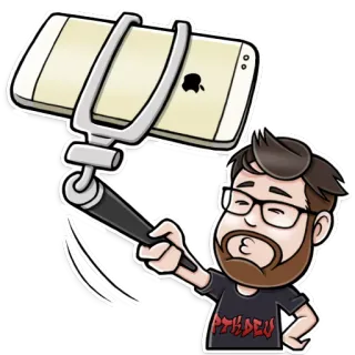 📱 PTKDEV мультфильм, мужчина, селфи, смартфон, стикеры, портрет telegram sticker