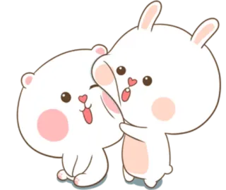 🐽 fofo, animais, urso, coelho, desenho animado, kawaii, abraçando telegram sticker