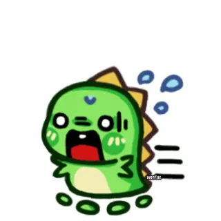 😱 wenfar 恐龙, 可爱, 卡通, 跑步, 绿色 whatsapp sticker