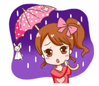 🙄 Anime, Guarda-chuva, Triste, Garota, Fofo, Chuva whatsapp sticker