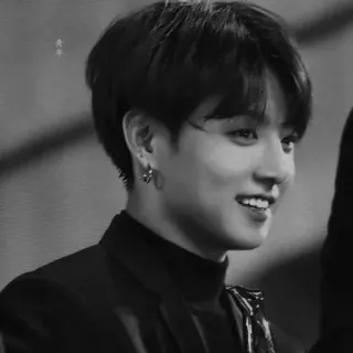〰 Jungkook jungkook, kpop, bts, chanteur, célébrité, portrait, noir et blanc telegram sticker