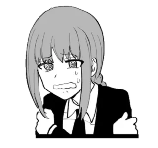😰 Makima Chainsaw Man anime, manga, chainsaw man, makima, worried, anxious, scared telegram sticker