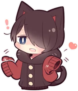 🤷 Ragazzo gatto, Anime, Kawaii, Chibi, Carino, Illustrazione, Adesivo, Cartone animato whatsapp sticker