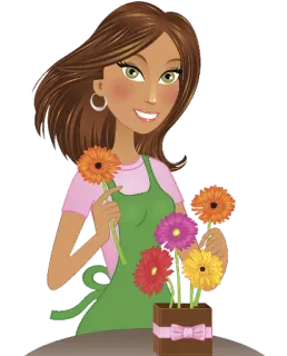 💐 femme, fleurs, gerbera, floral, loisirs créatifs, jardinage, bouquet telegram sticker
