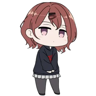 😐 chibi, anime girl, cartoon, cute, illustration, kawaii whatsapp sticker