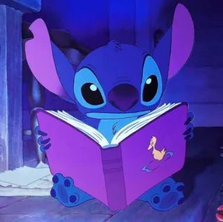👀 Stitch Стич, Дисней, Лило и Стич, мультфильм, чтение, книга telegram sticker