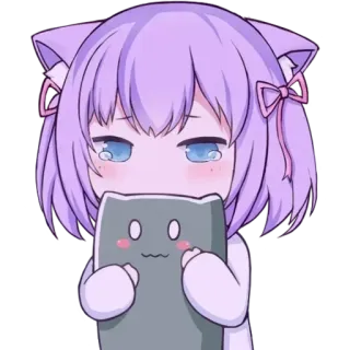 💗 anime, catgirl, cute, kawaii, crying, cat telegram sticker