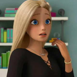 😯 Barbie cartoon, blonde, blue eyes, necklace, doll telegram sticker