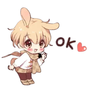 💝 OK carino, anime, coniglio, kawaii, adesivo telegram sticker