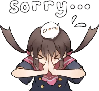 🙏 sorry... извинение, мультфильм, аниме, милый, птица, извини telegram sticker