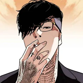 ⚖ Аниме, Очки, Татуировки, Мужчина, Прическа telegram sticker