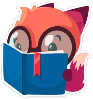 📖 volpe, libro, lettura, occhiali, cartone animato, animale telegram sticker