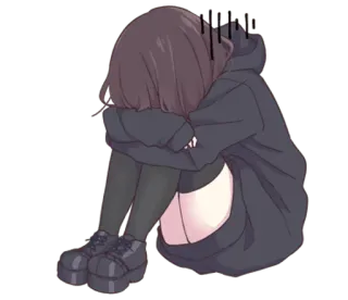 😓 garota anime, triste, deprimido/a, chorando, sombrio/a, emocional telegram sticker