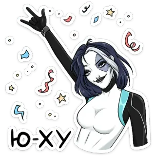 🥳 Ю-ХУ pegatina, dibujo animado, fiesta, saludo, celebración, chica whatsapp sticker