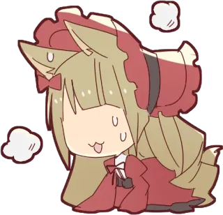 😓 Anime Mädchen, Schweiß, verlegen, rotes Kleid, Cartoon, kawaii telegram sticker