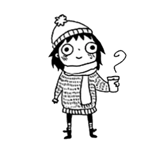 🥶 girl, winter, hat, coffee, sweater, scarf, cartoon telegram sticker
