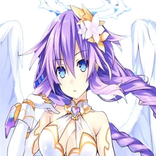 😶 Purple Heart Hyperdimension Neptunia Anime, Jeu vidéo, Ange, Cheveux violets, Femme, Personnage telegram sticker