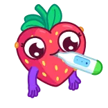 🦠 erdbeere, herz, thermometer, gesundheit, aufkleber, cartoon whatsapp sticker