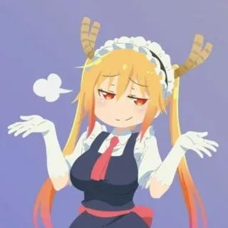 🤷‍♀ Tohru Miss Kobayashi's Dragon Maid アニメ, ドラゴン, メイド, トール, 小林さんちのメイドラゴン, キャラクター, 可愛い telegram sticker