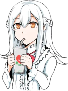 😗 Аниме, Напиток, Милый, Мультфильм, Девушка telegram sticker